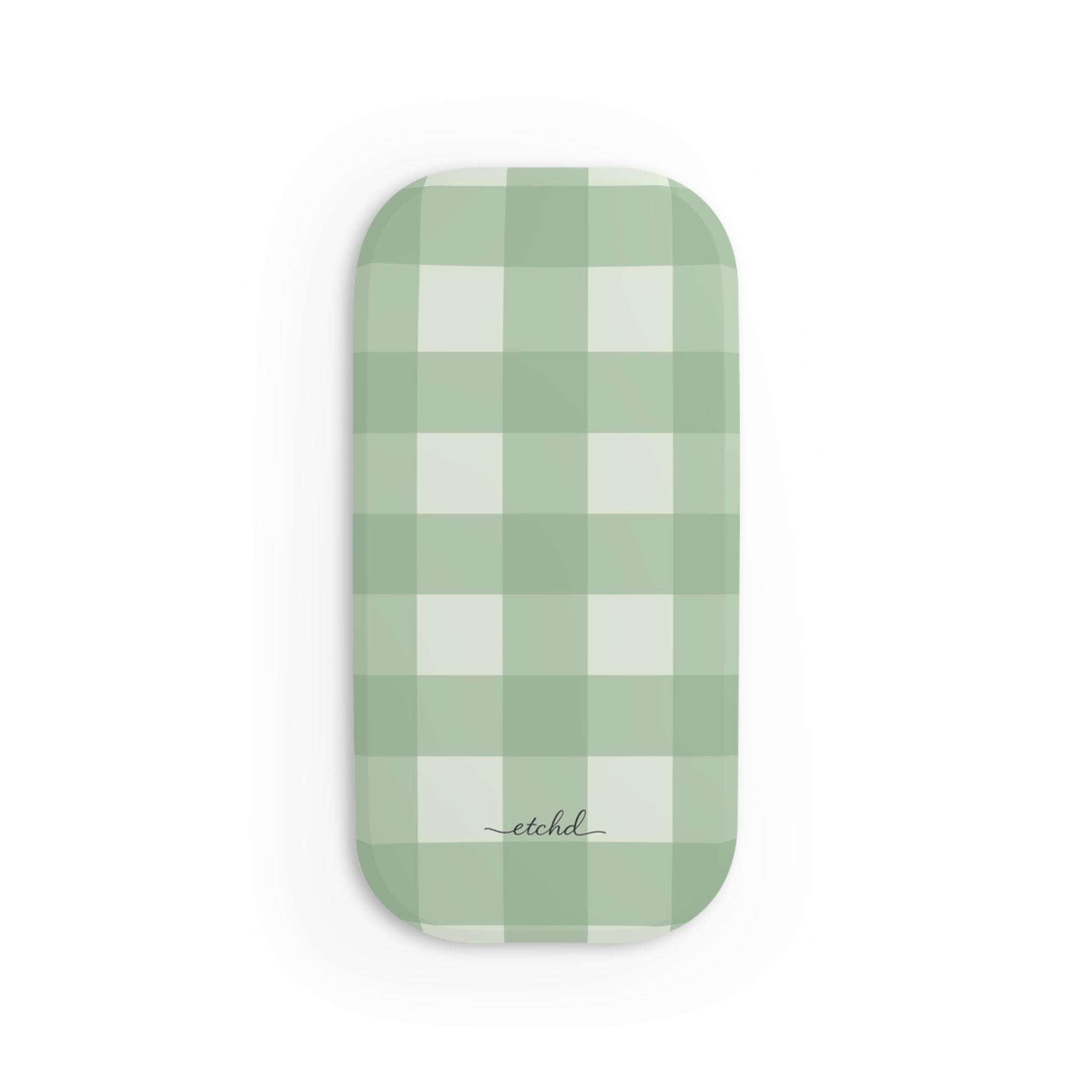 Sage & Cream Gingham Click-On Phone Grip by etchd, view 2