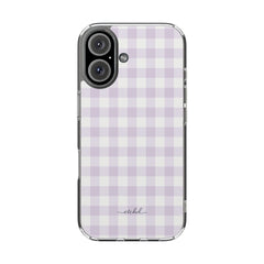 Lilac Gingham Clear Magnetic Phone Case by etchd, view 2