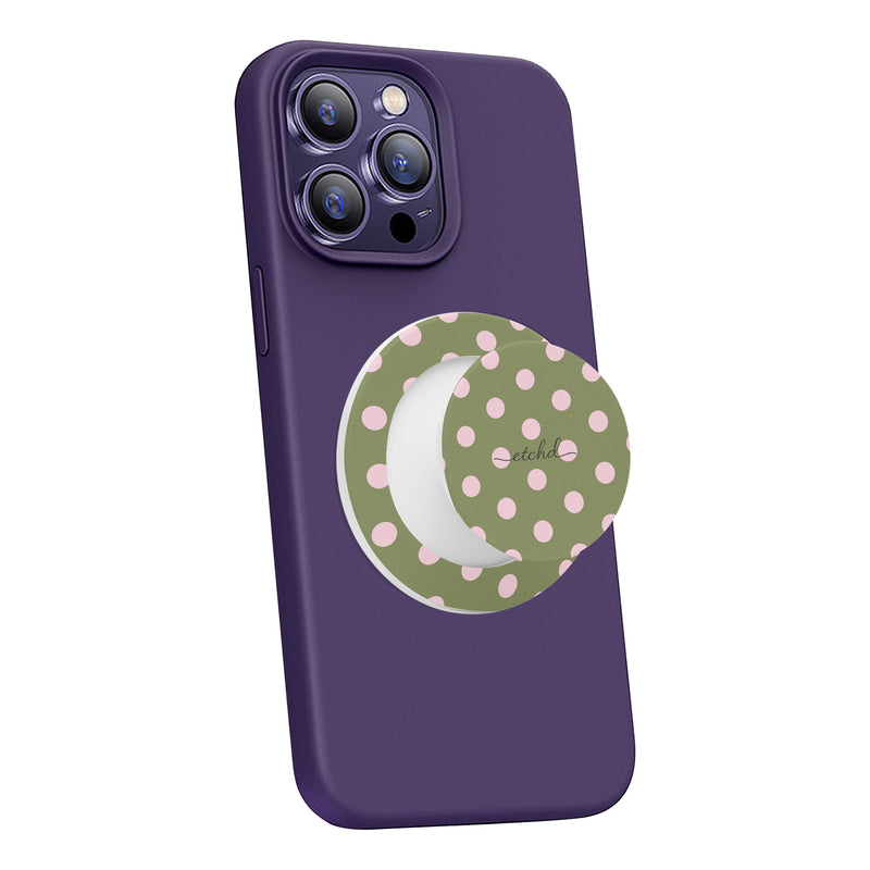 Pink And Green Polka Dot Handy-Halterung mit Ständer-zoom-