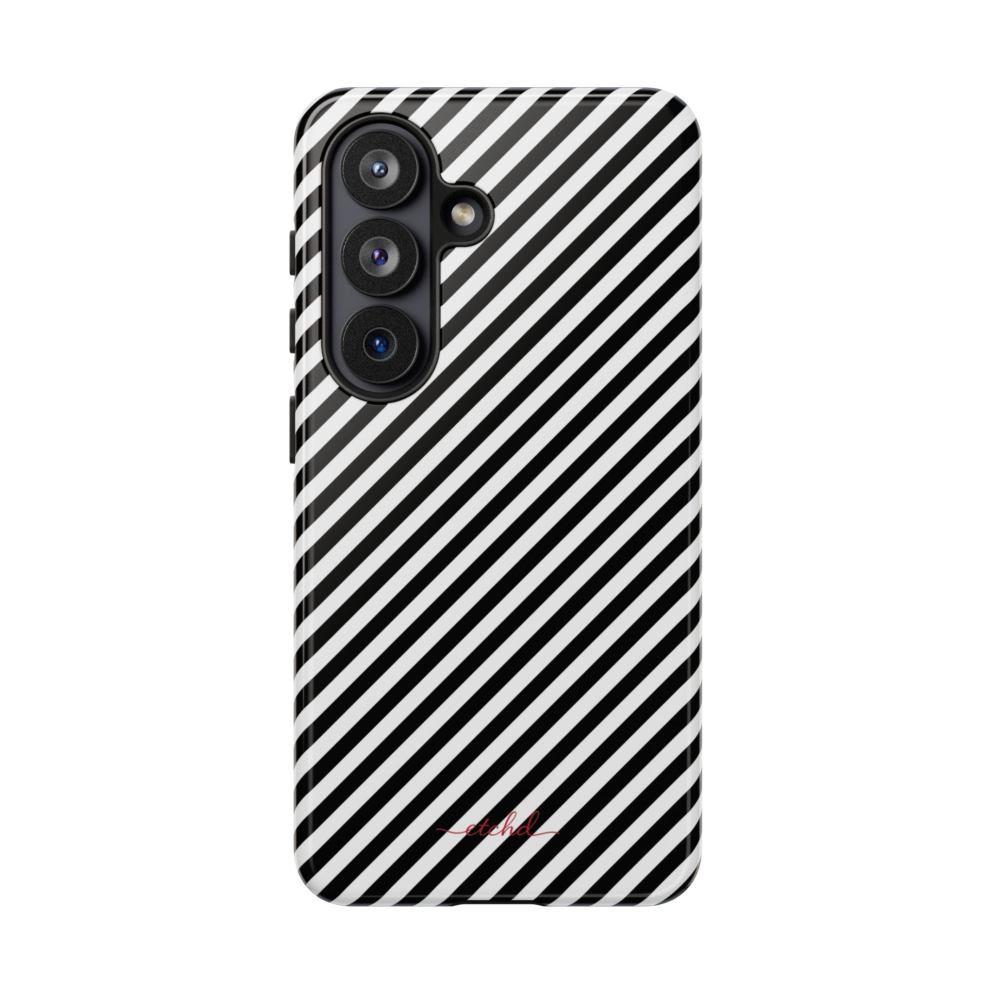 Black & White Striped Diagonal Phone Case by etchd, view 61