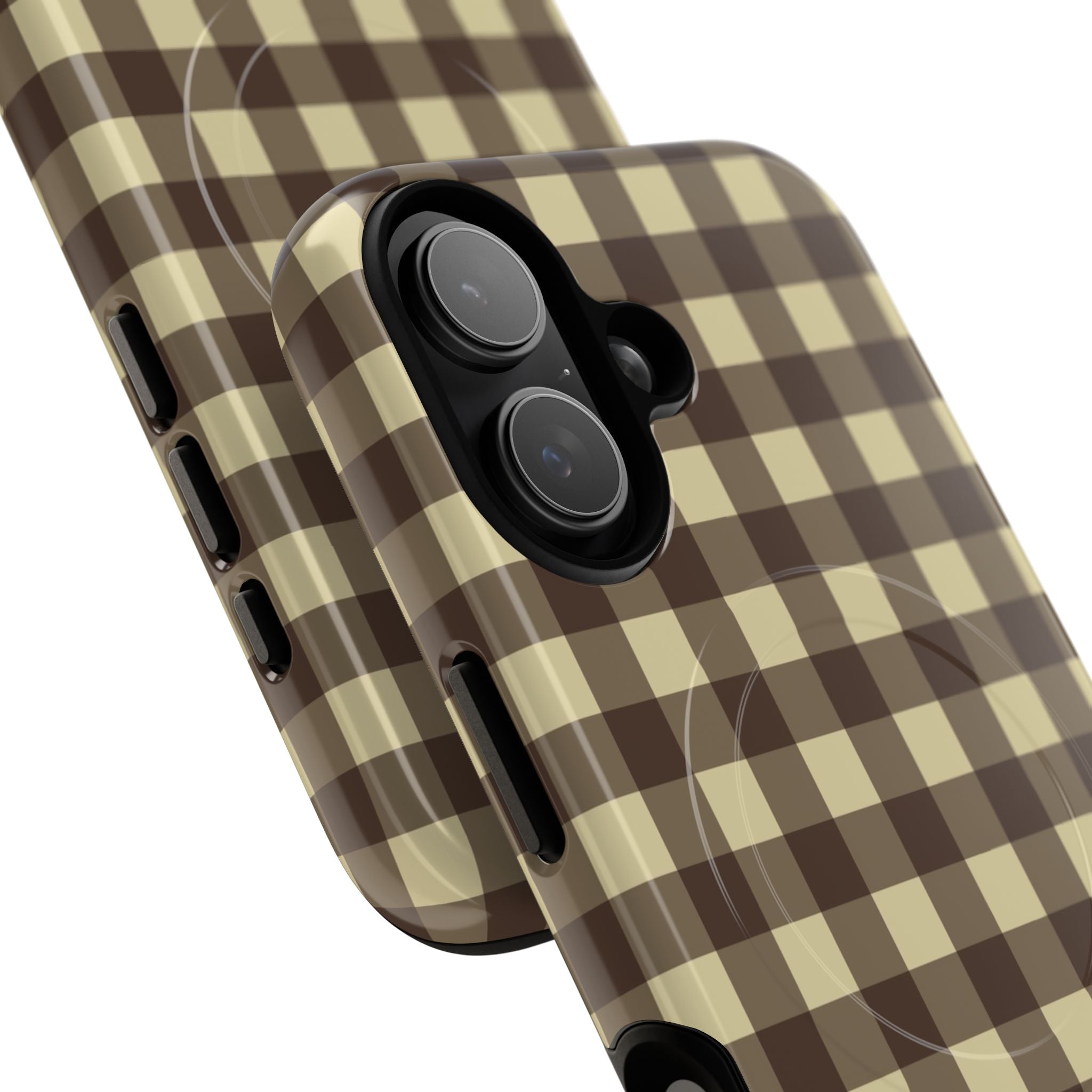 Butter & Brown Gingham Magnetic Phone Case by etchd, view 87