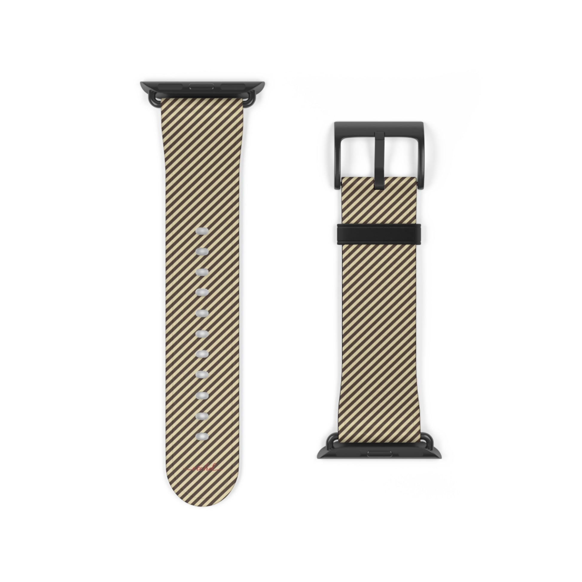 Butter & Brown Striped Diagonal Smartwatch Strap by etchd, view 9