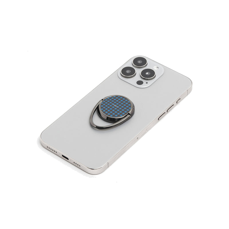 Cerulean & Espresso Gingham Anello supporto per telefono-zoom-