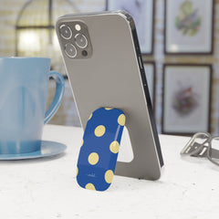 Butter And Cobalt Polka Dot Click-On Phone Grip by etchd, view 3