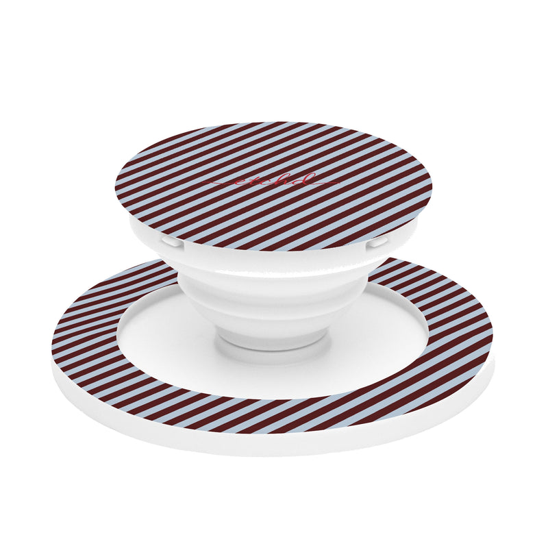 Blue & Cherry Striped Diagonal Phone Grip And Stand-zoom-