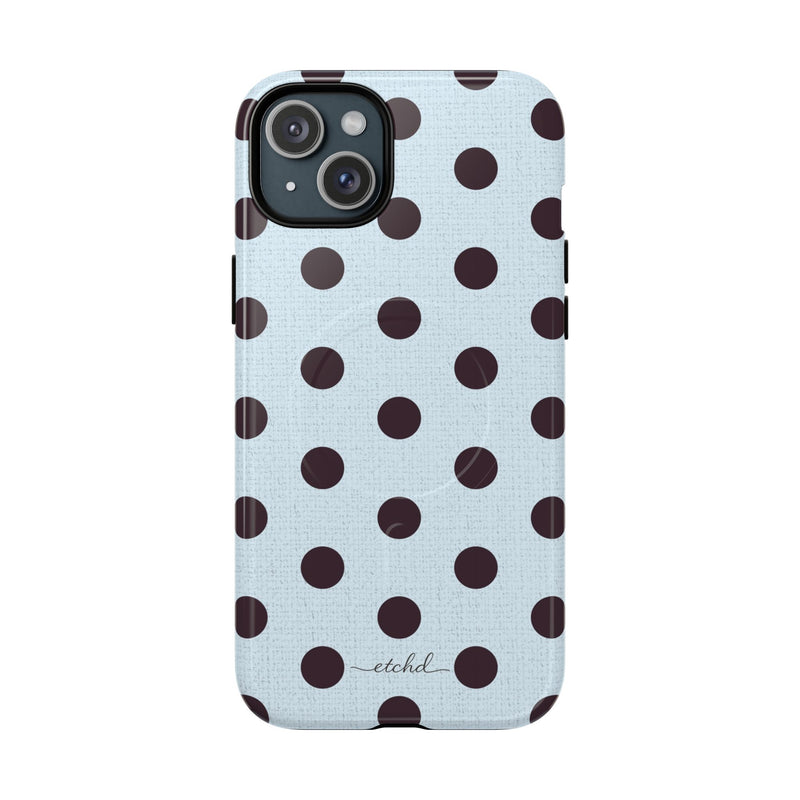 Plum And Blue Polka Dot Magnetic Phone Case-zoom-