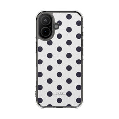 Navy And White Polka Dot Clear Magnetic Phone Case by etchd, view 13