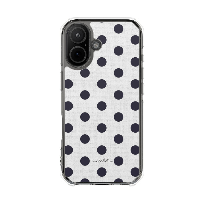 Navy And White Polka Dot Clear Magnetic Phone Case by etchd, view 13