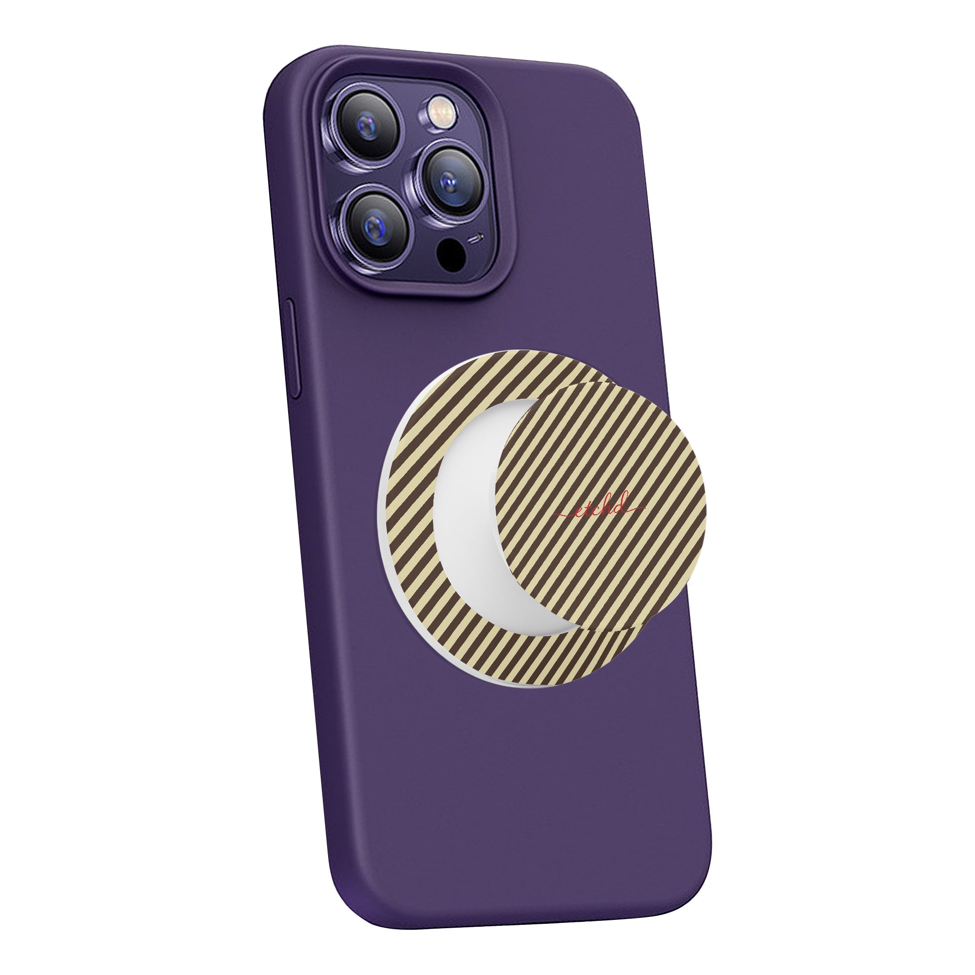 Butter Yellow And Brown Striped Diagonal Phone Grip And Stand by etchd, view 7