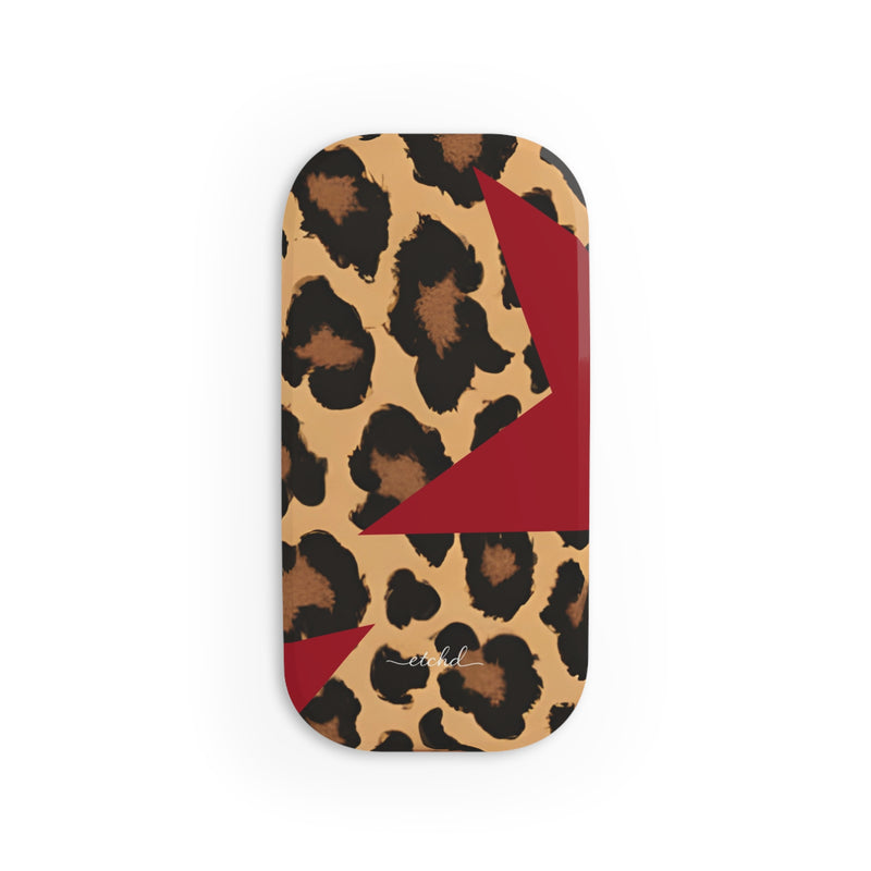 Leopard & Red Stars Agarre clipsable para móvil-zoom-