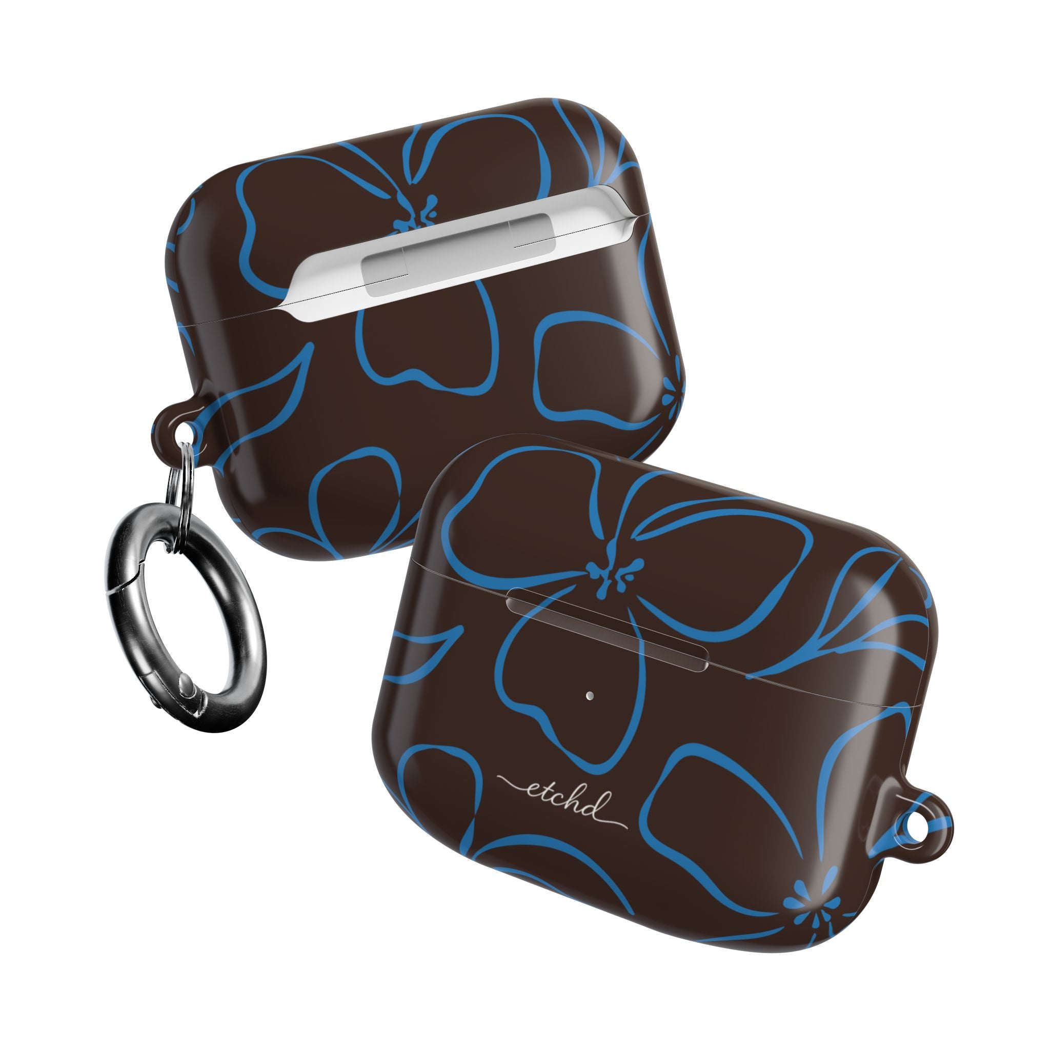 Espresso & Cerulean Floral AirPod Case by etchd, view 10