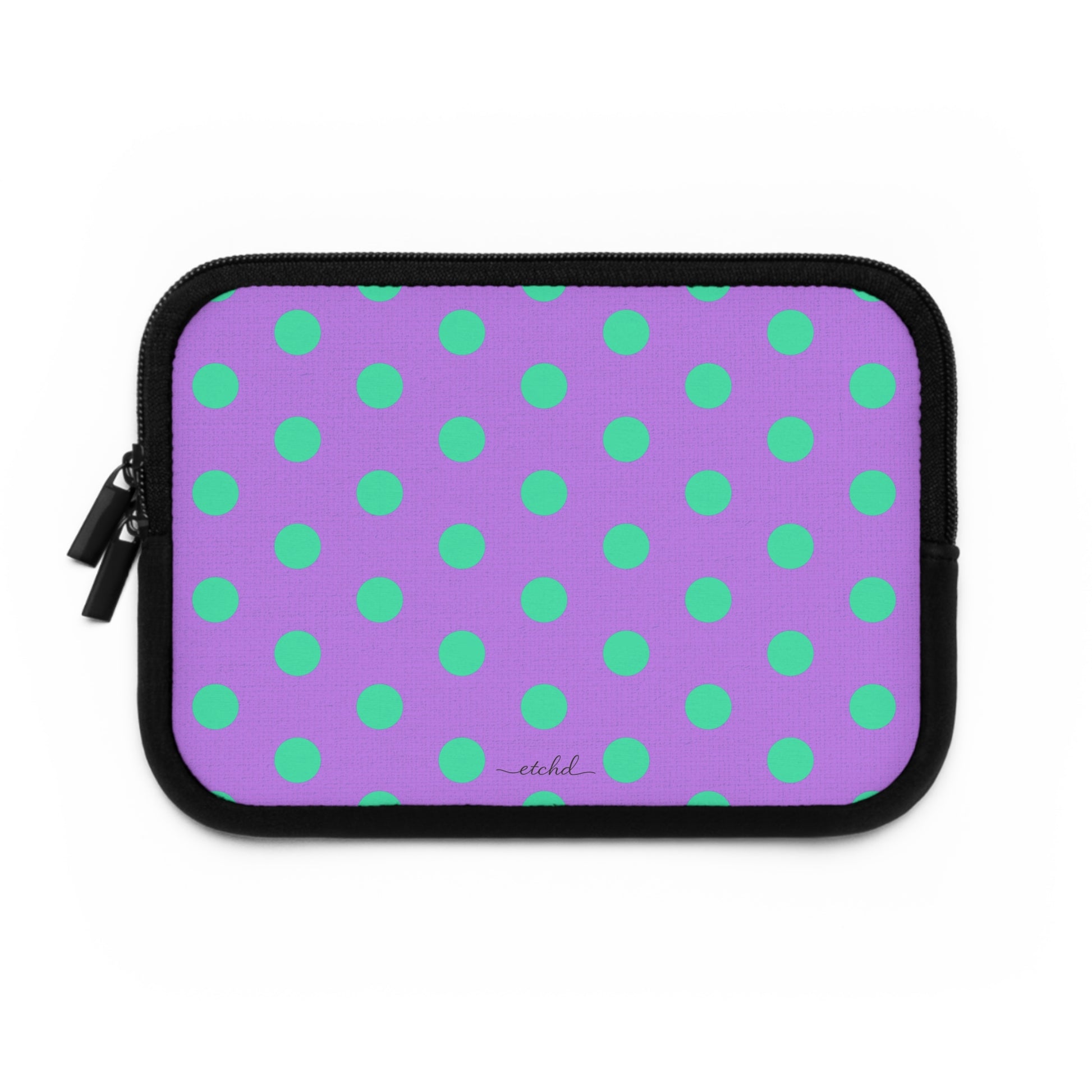 Hypermint And Lilac Polka Dot Laptop Sleeve by etchd, view 2