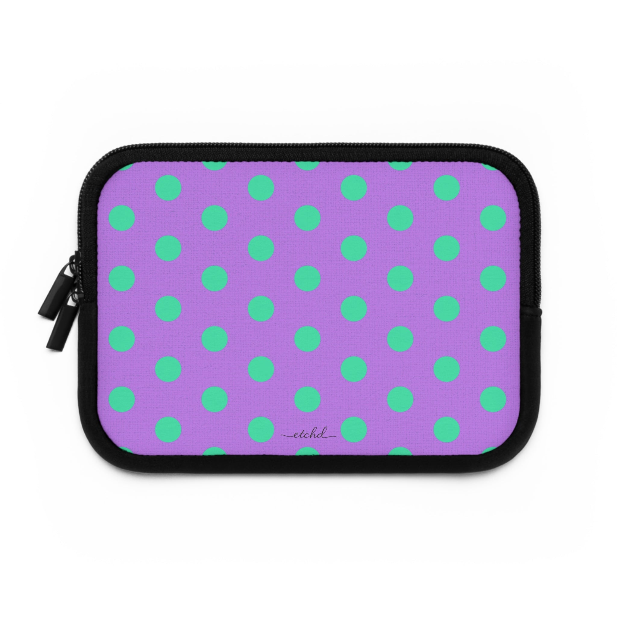 Hypermint And Lilac Polka Dot Laptop Sleeve by etchd, view 2
