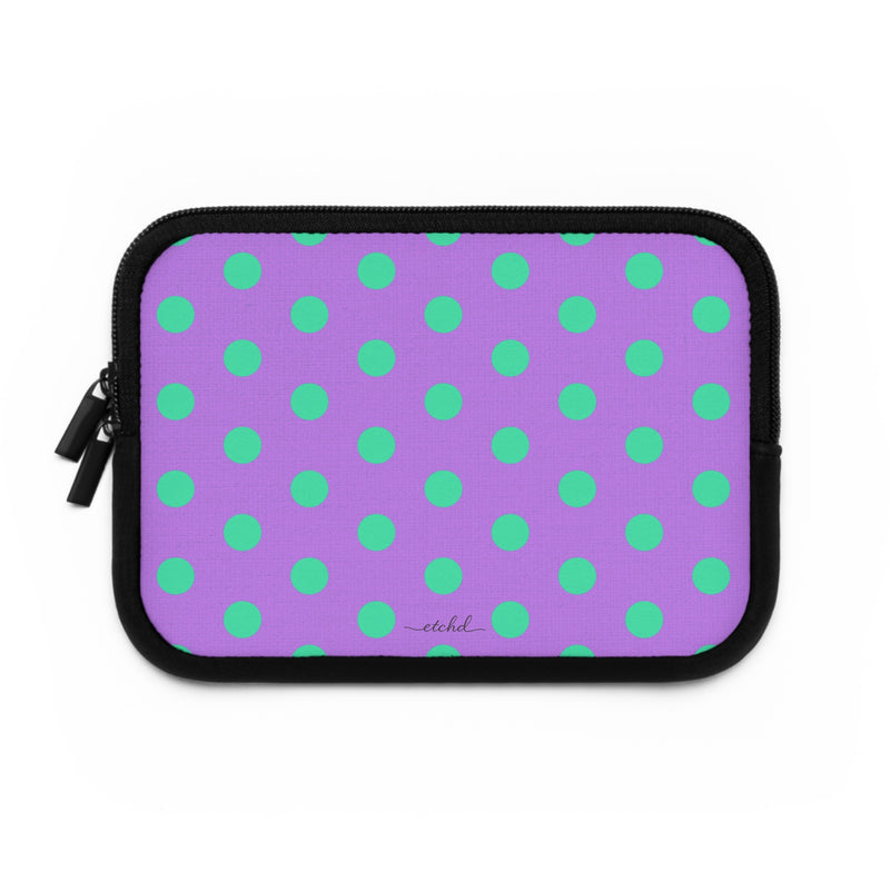 Hypermint And Lilac Polka Dot Laptop Sleeve by etchd, view 2