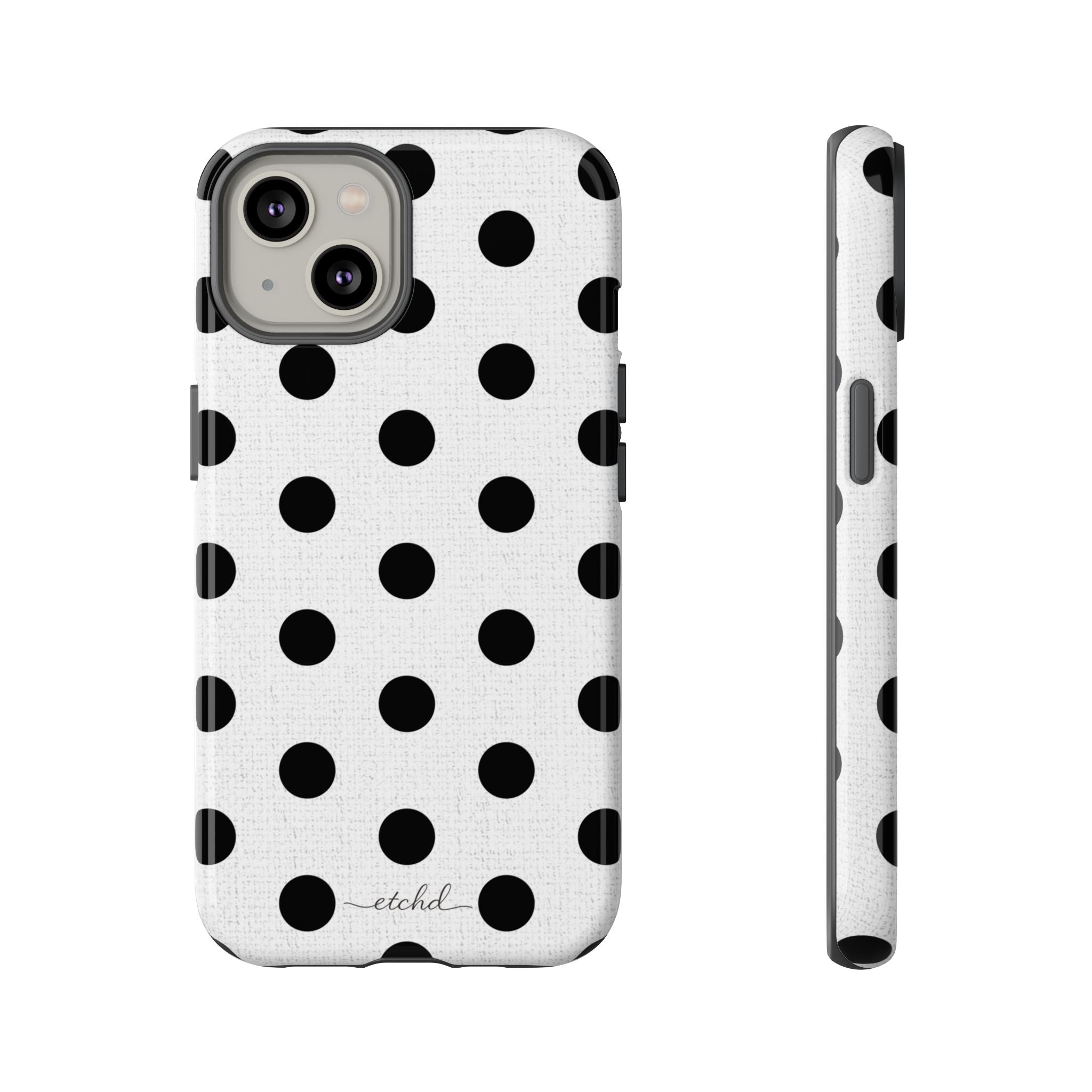 Black & White Polka Dot Phone Case by etchd, view 2