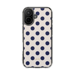 Navy & Cream Polka Dot Clear Magnetic Phone Case by etchd, view 13