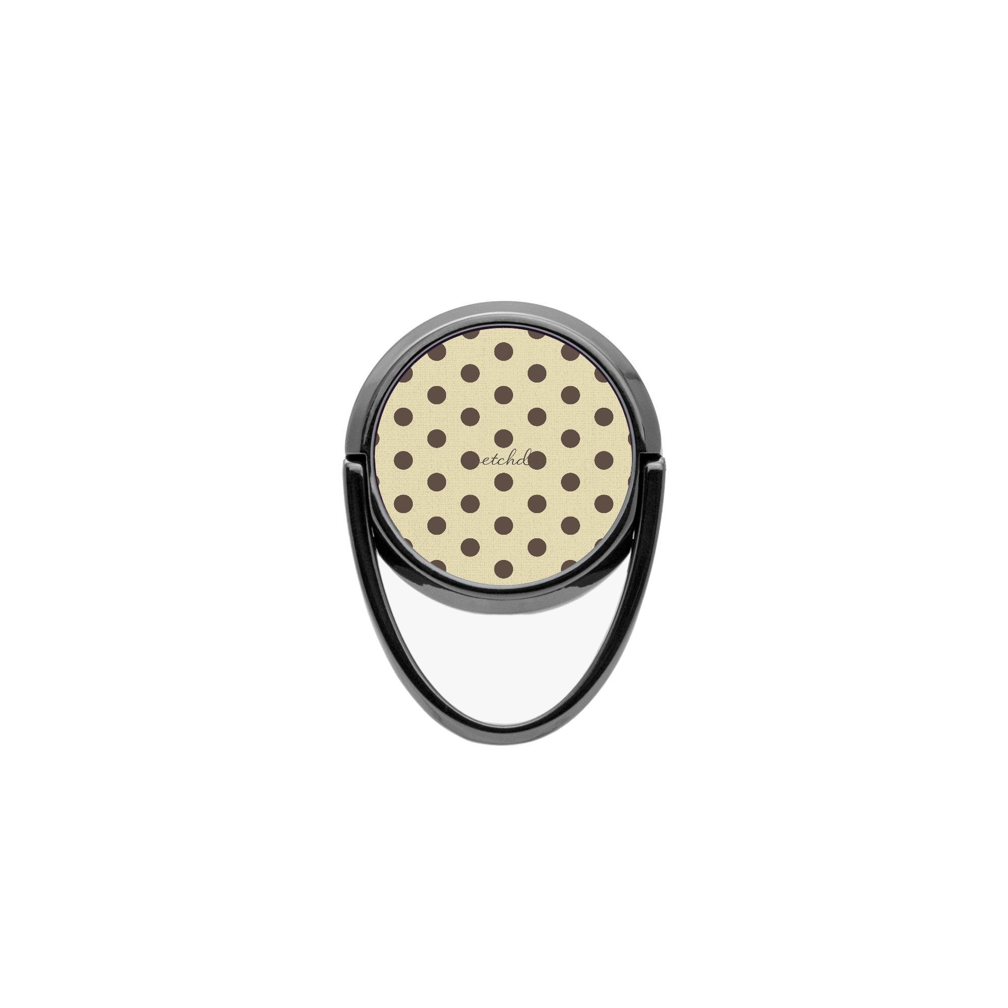 Butter Yellow And Brown Polka Dot Phone Ring Holder by etchd, view 4