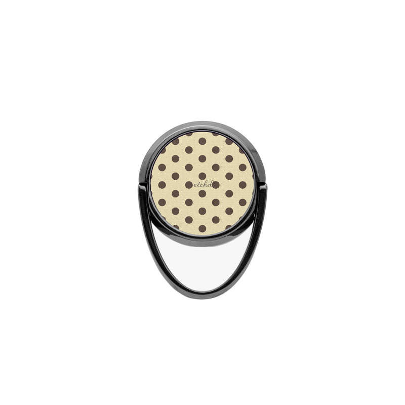 Butter Yellow And Brown Polka Dot Phone Ring Holder-zoom-