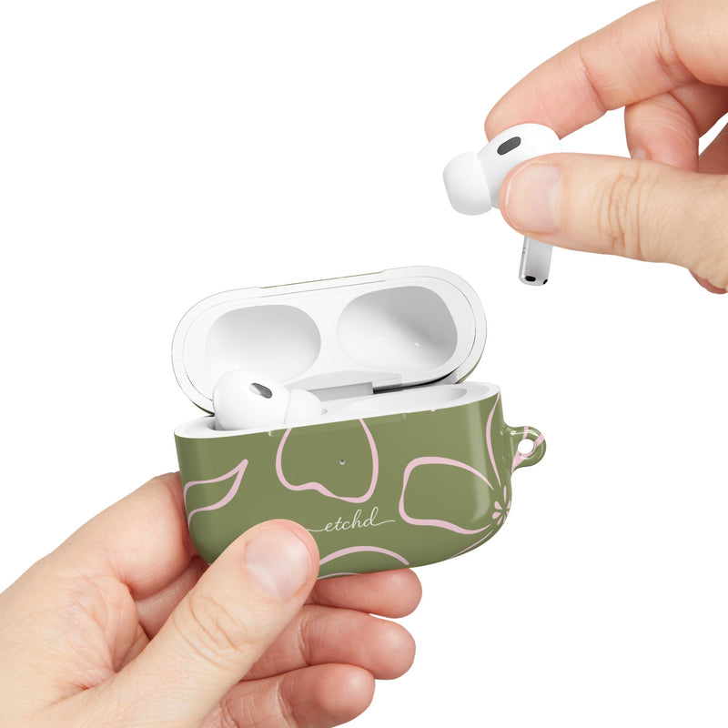 Green & Pink Floral AirPod Case by etchd, view 11