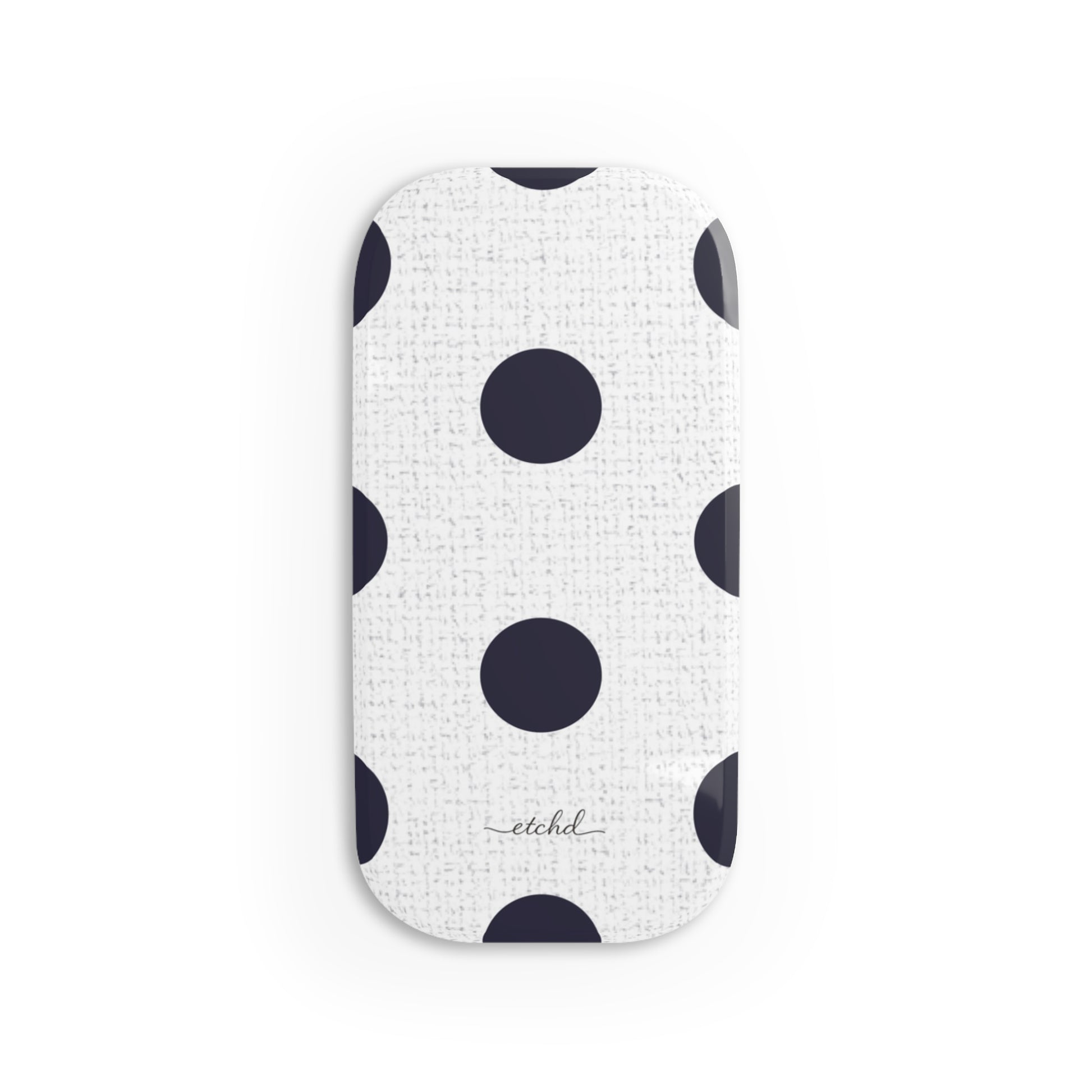 Navy And White Polka Dot Click-On Phone Grip by etchd