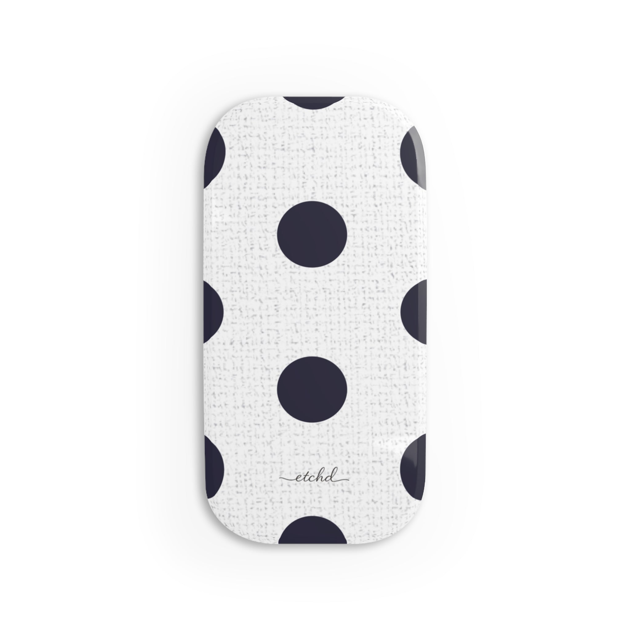 Navy And White Polka Dot Click-On Phone Grip by etchd