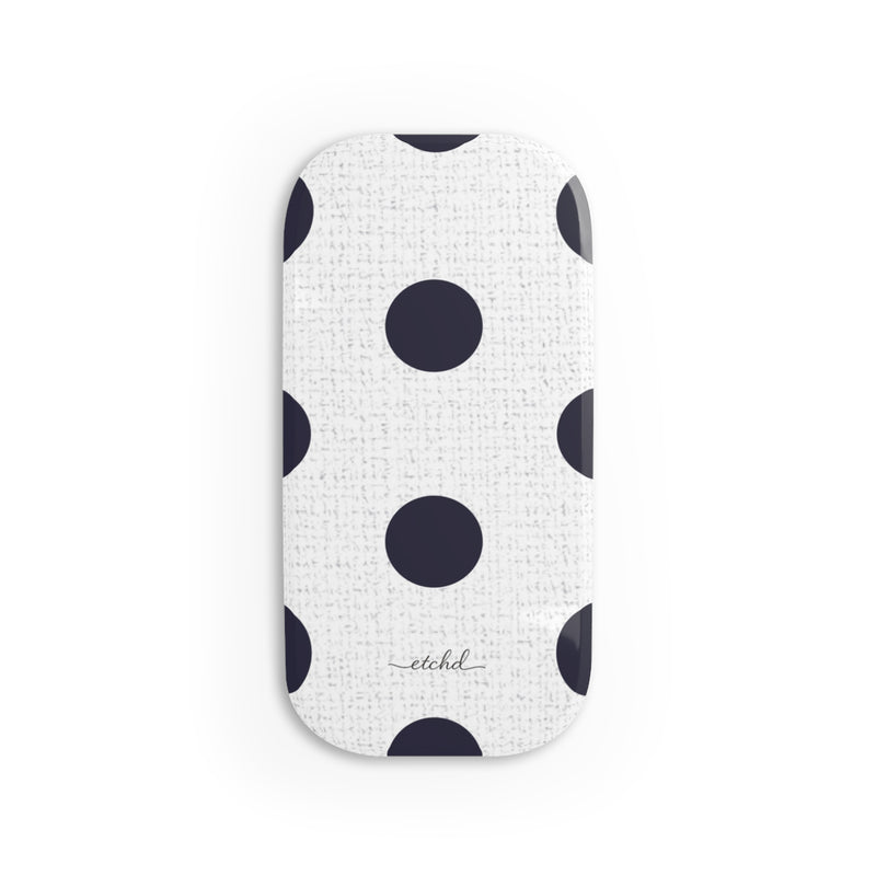 Navy And White Polka Dot Click-On Phone Grip by etchd