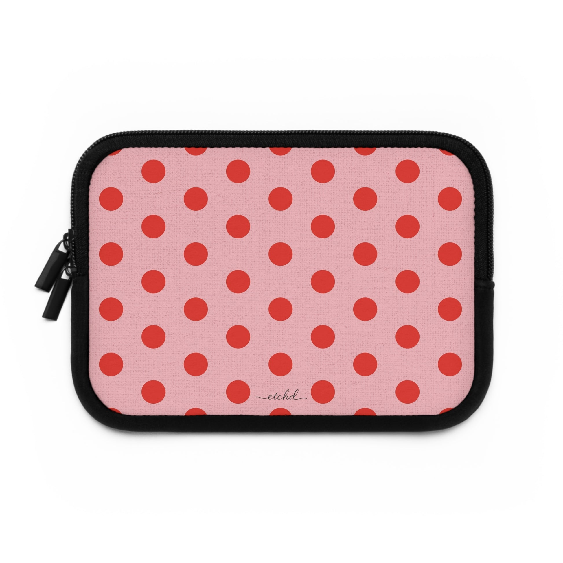 Poppy And Blush Polka Dot Laptop Sleeve by etchd, view 2