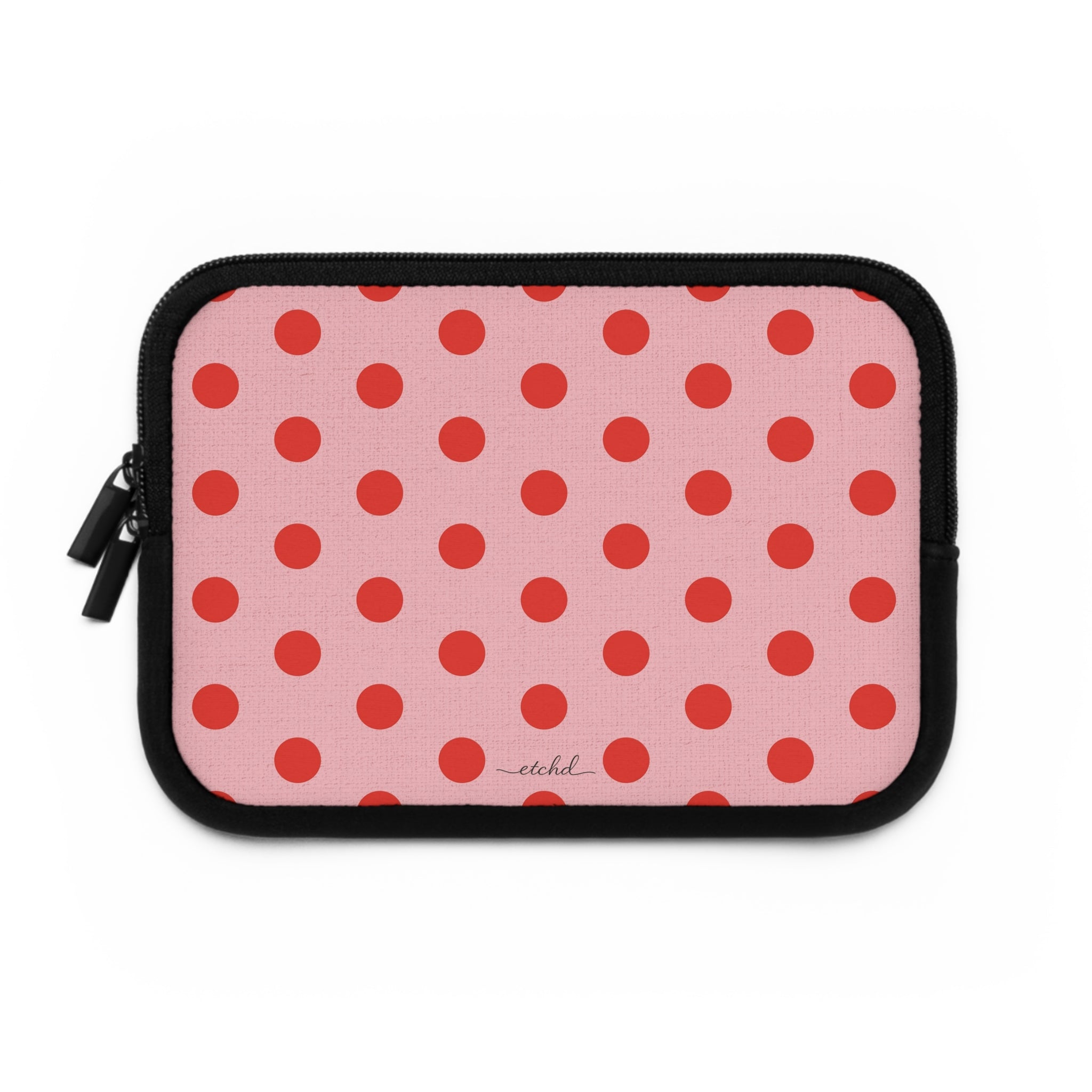 Poppy And Blush Polka Dot Laptop Sleeve by etchd, view 2