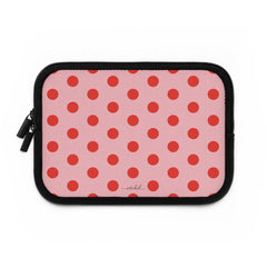 Poppy And Blush Polka Dot Laptop Sleeve by etchd, view 2