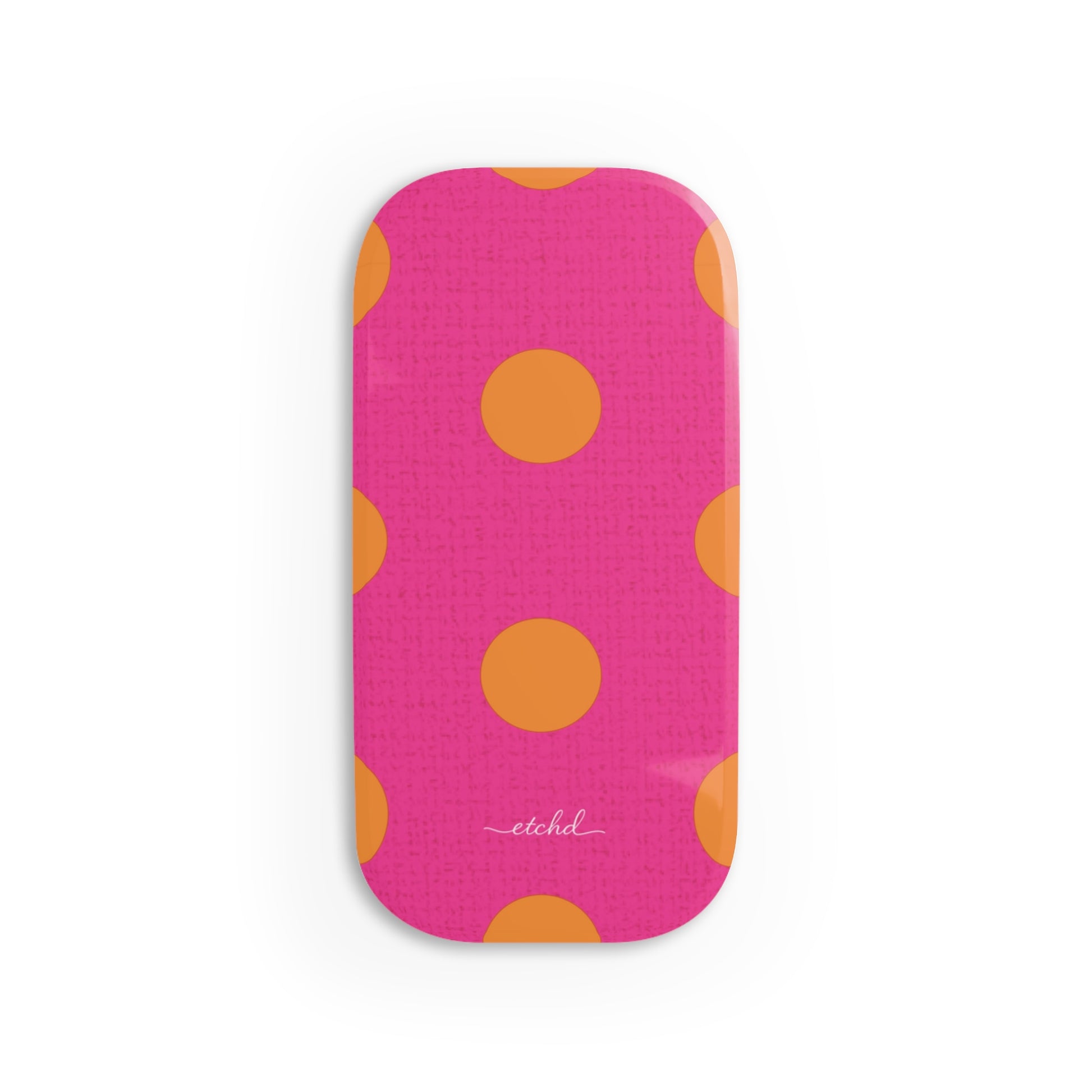 Orange And Pink Polka Dot Click-On Phone Grip by etchd
