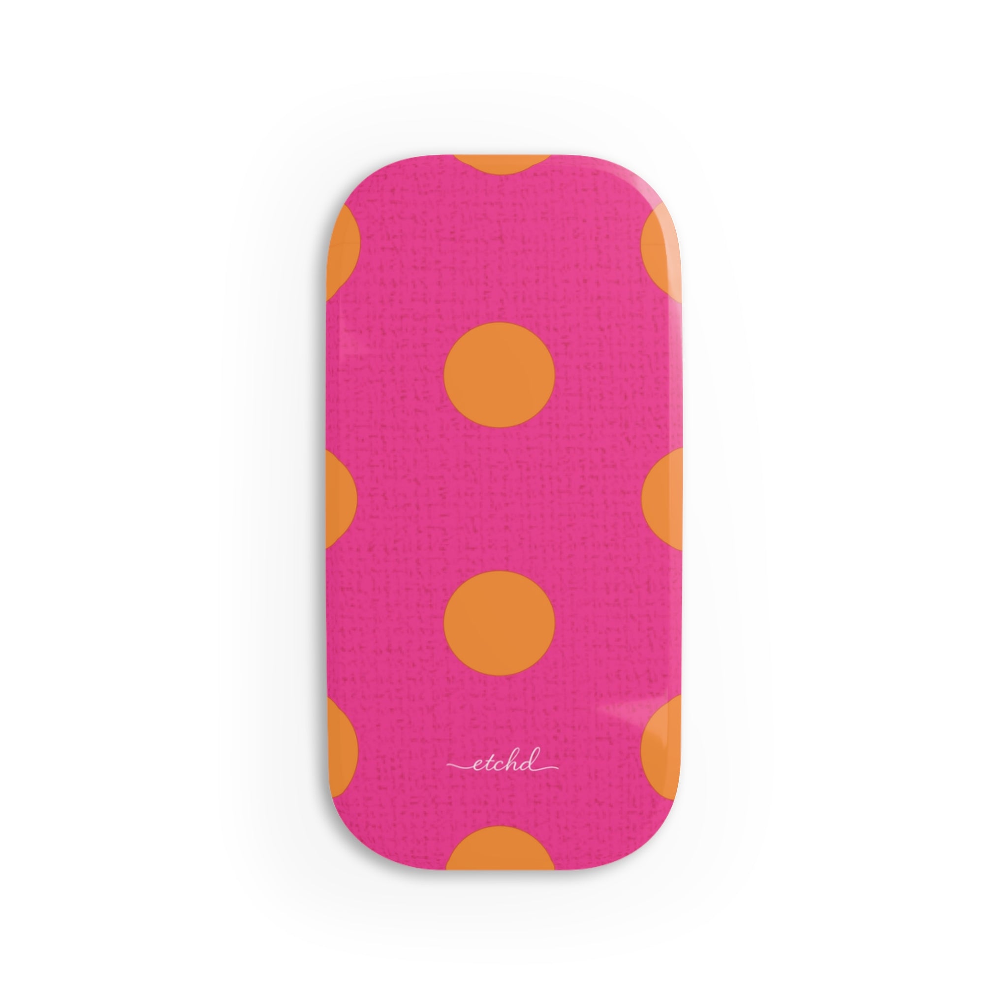 Orange And Pink Polka Dot Click-On Phone Grip by etchd