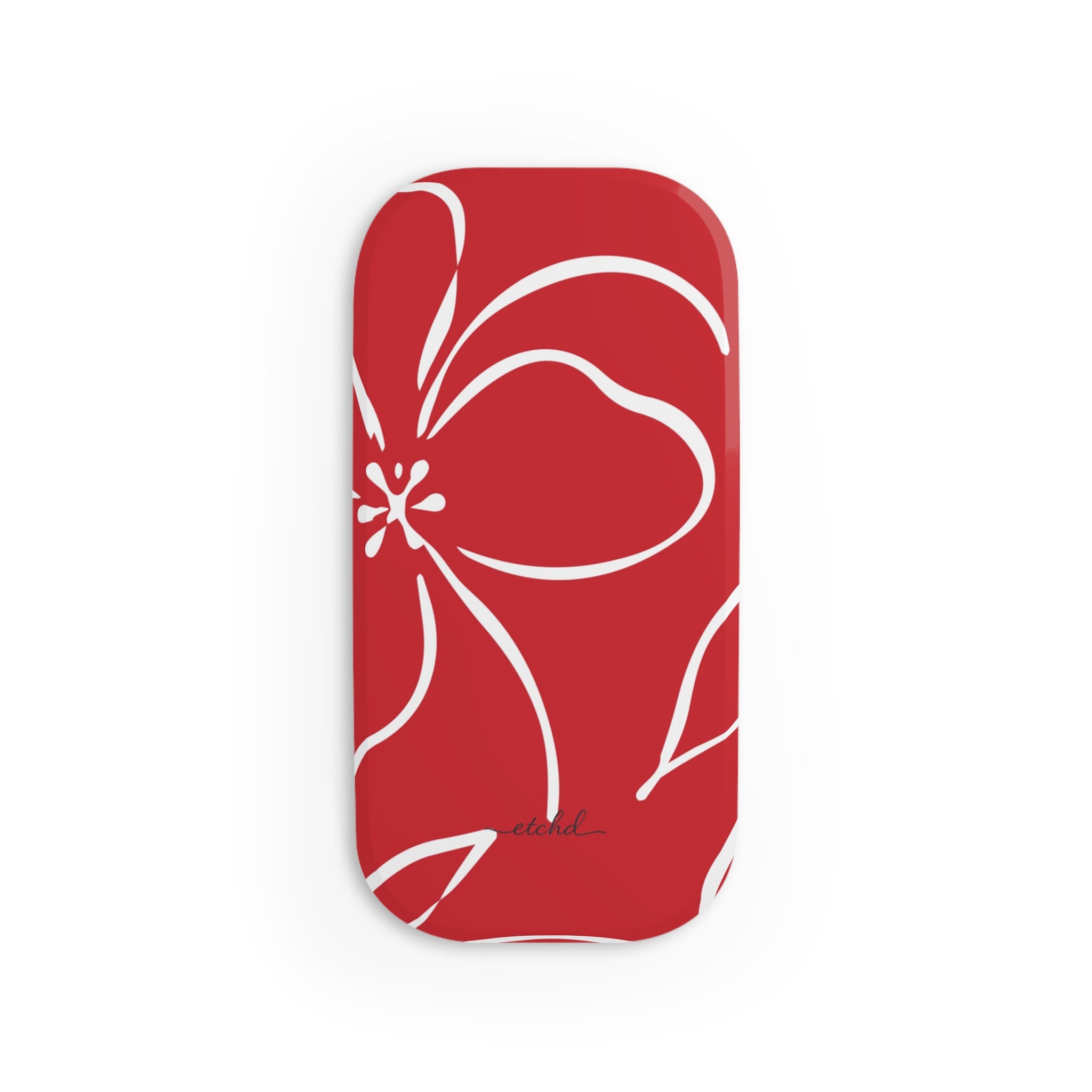 Classic Red & White Floral Anello clip per telefono di etchd, vista 2