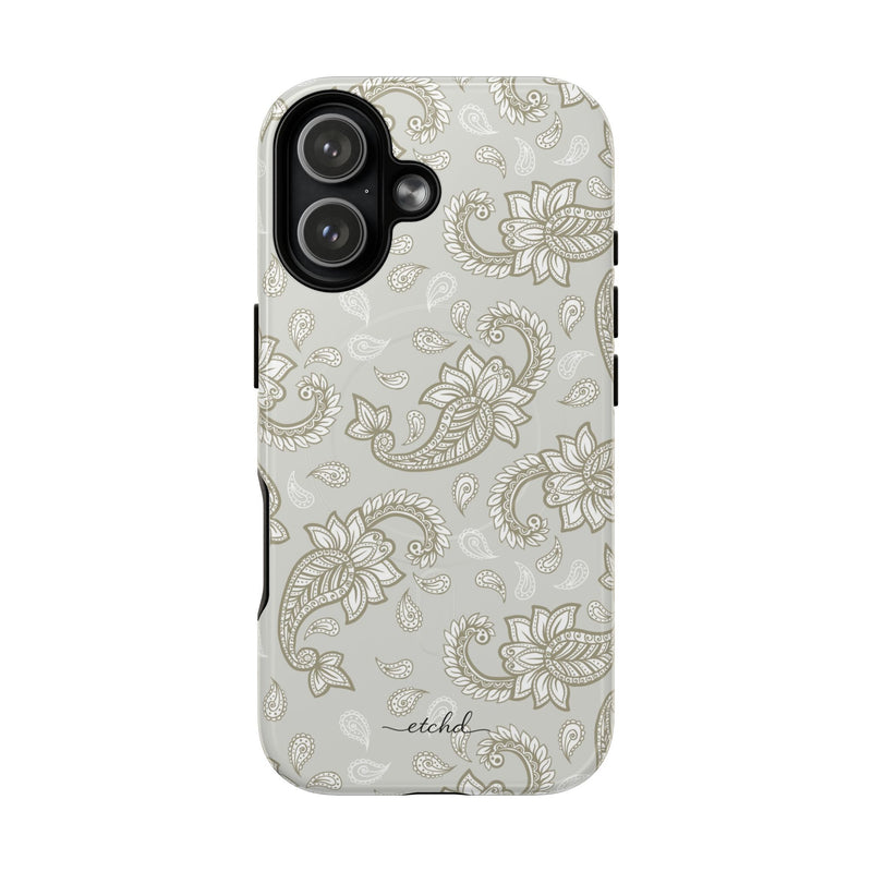 Beige Paisley Magnetic Phone Case by etchd, view 25