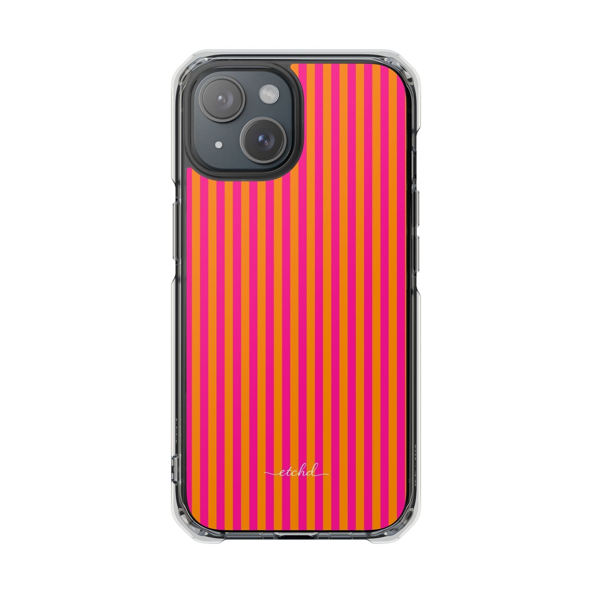 Pink And Orange Clear Magnetic Phone Case by etchd, view 2