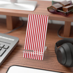 Classic Red & White Striped Soporte para móvil de etchd, vista 3