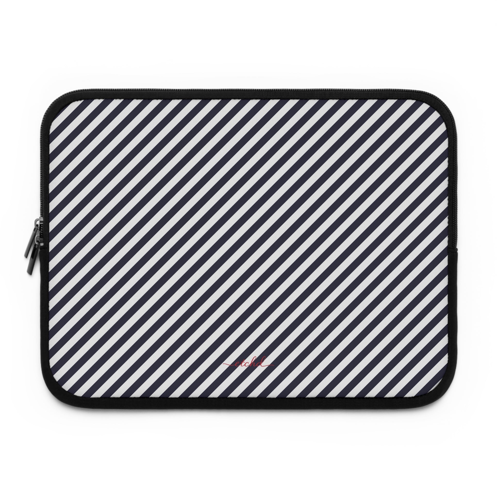 Navy & White Striped Diagonal Laptop Sleeve by etchd