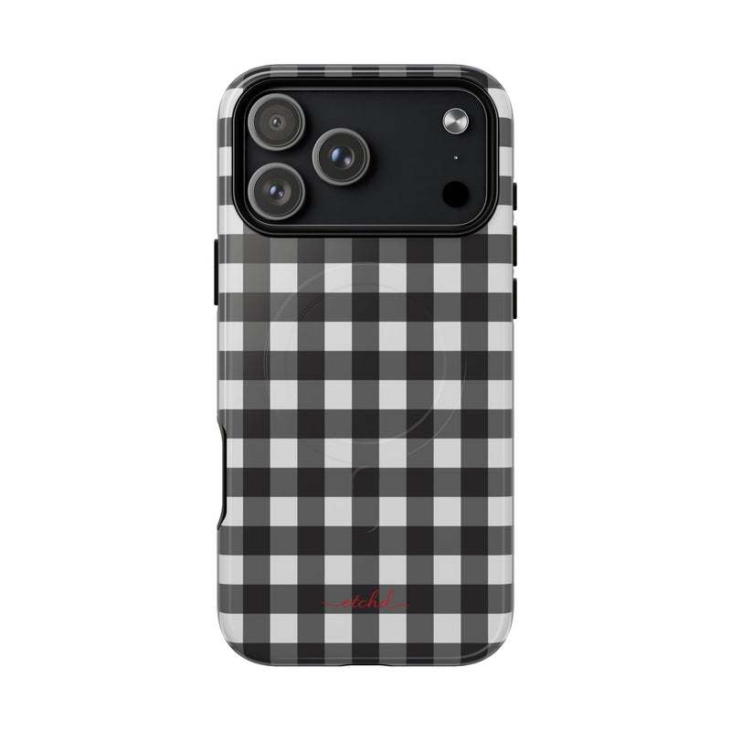 Black & White Gingham Magnetic Phone Case by etchd, view 31