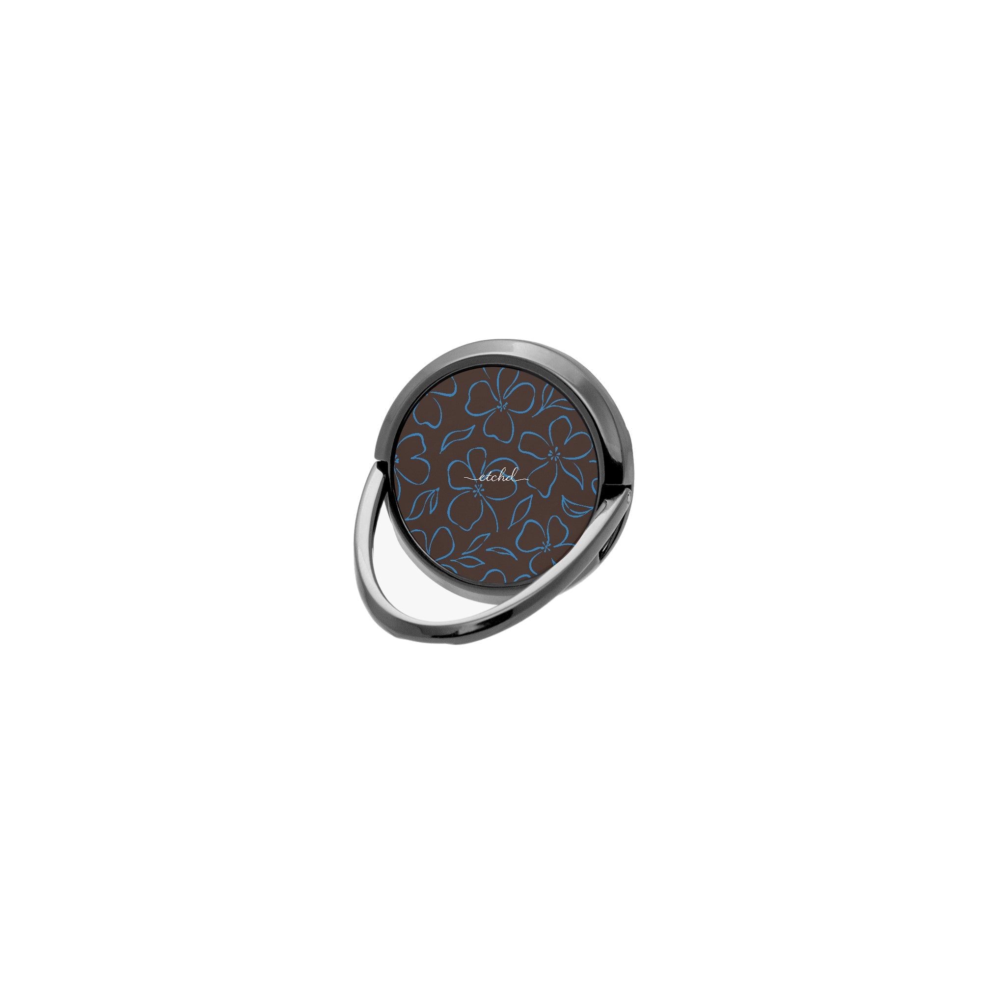 Espresso & Cerulean Floral Phone Ring Holder by etchd