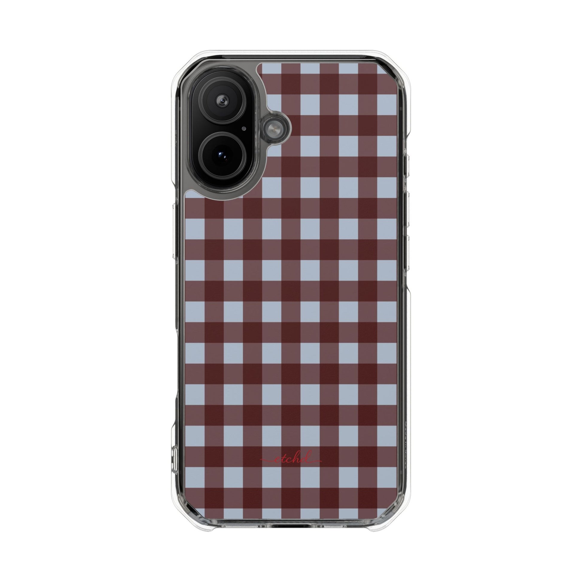 Blue & Cherry Gingham Clear Magnetic Phone Case by etchd, view 13
