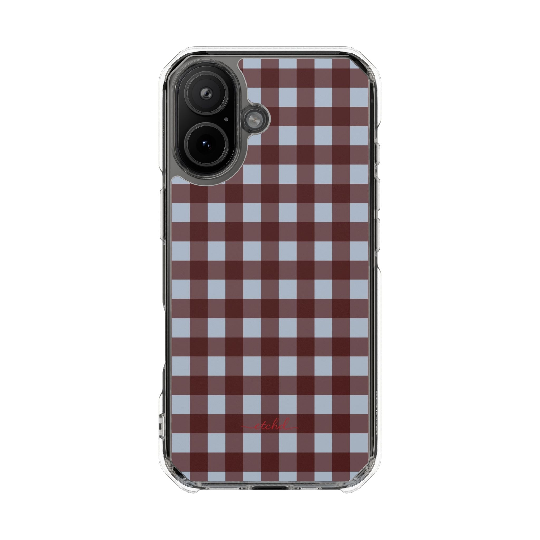 Blue & Cherry Gingham Clear Magnetic Phone Case by etchd, view 13