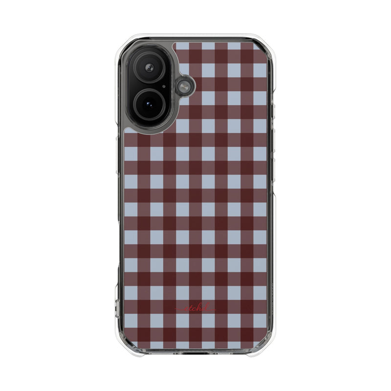 Blue & Cherry Gingham Clear Magnetic Phone Case by etchd, view 13