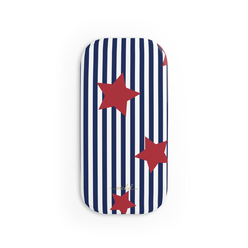 Blue Stripes & Red Stars Click-On Phone Grip-zoom-