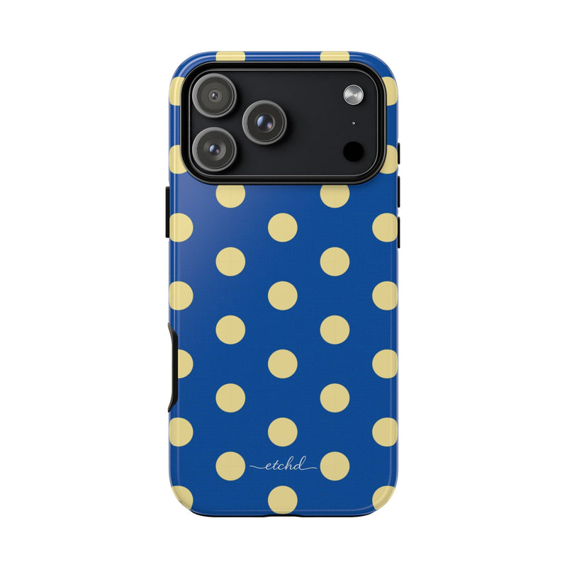 Butter & Cobalt Polka Dot Phone Case by etchd, view 59