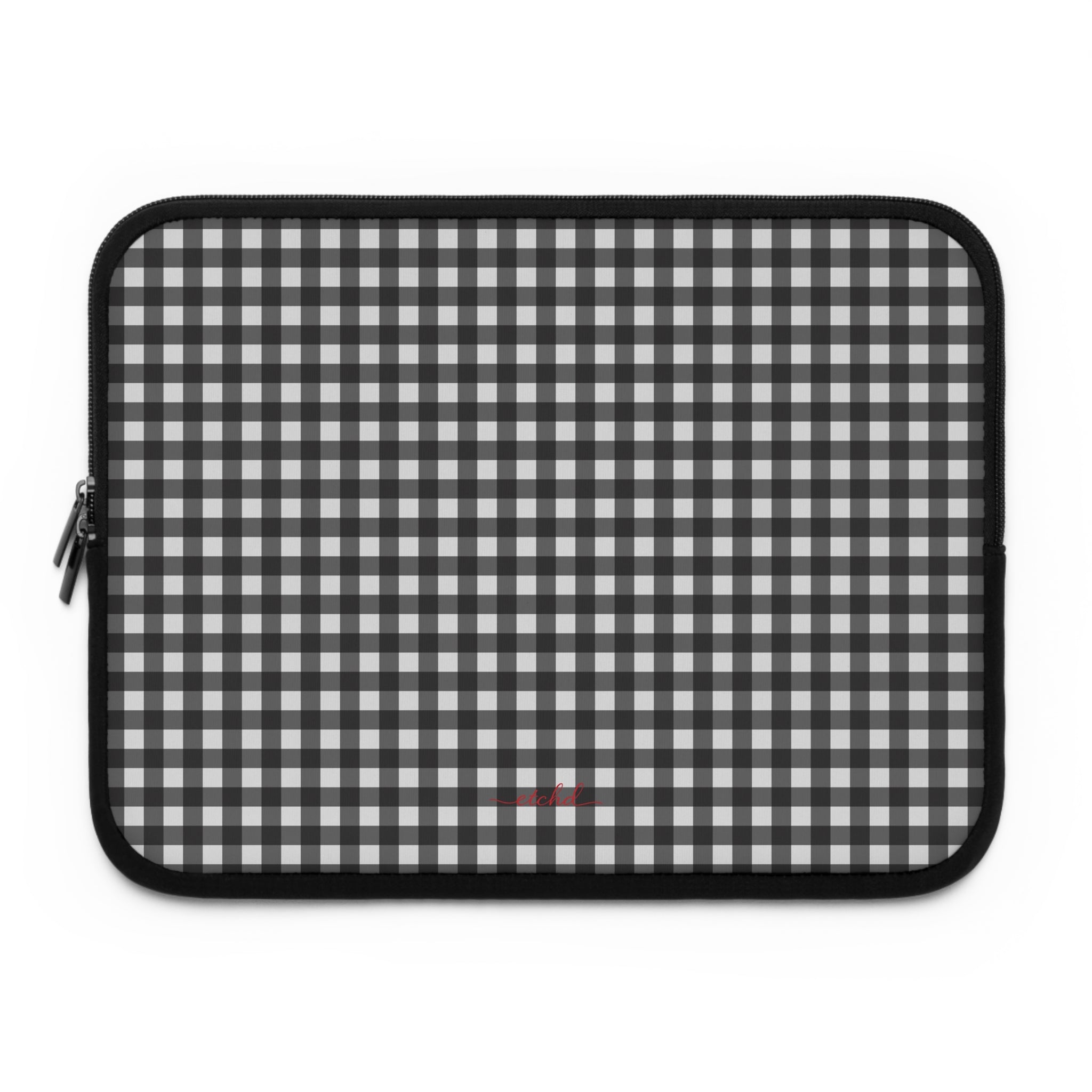 Black & White Gingham Laptop Sleeve by etchd