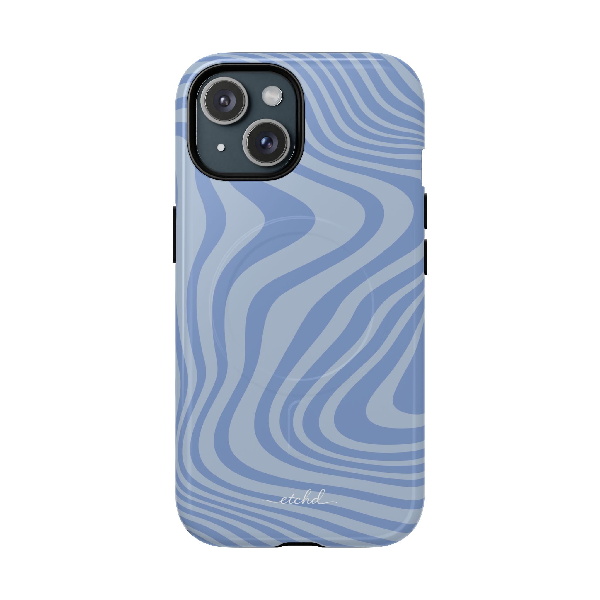 Blue Curved Lines Magnetic Phone Case by etchd, view 2