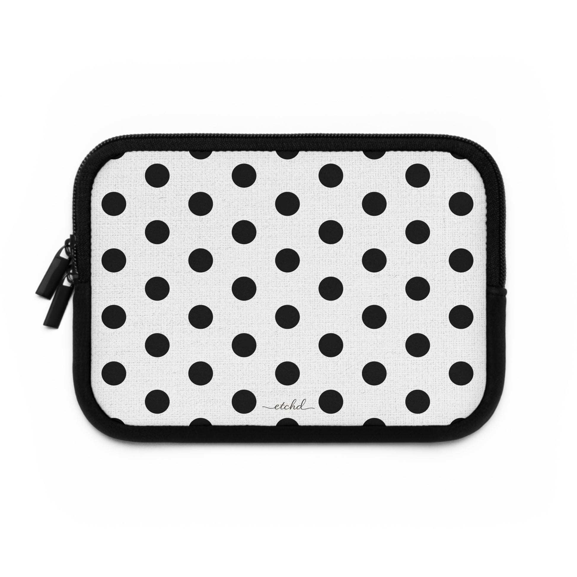 Black & White Polka Dot Laptop Sleeve by etchd, view 2
