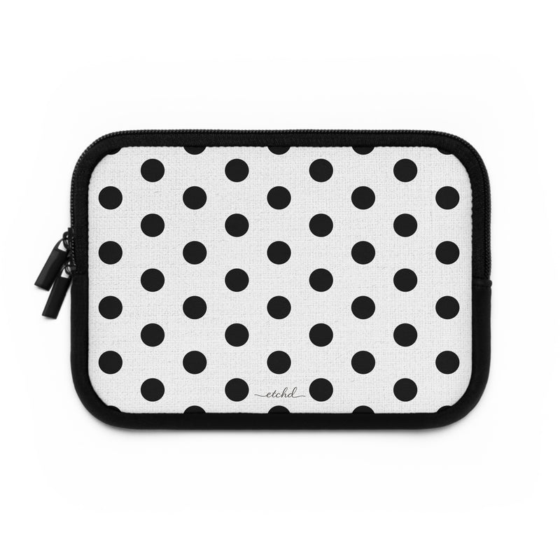 Black & White Polka Dot Laptop Sleeve by etchd, view 2