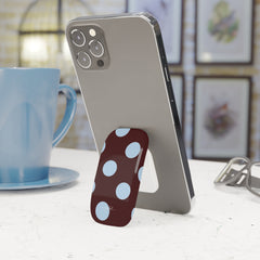 Cherry & Blue Polka Dot Click-On Phone Grip by etchd, view 2