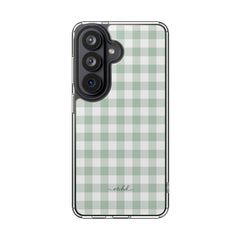 Sage Gingham Clear Phone Case by etchd, view 23