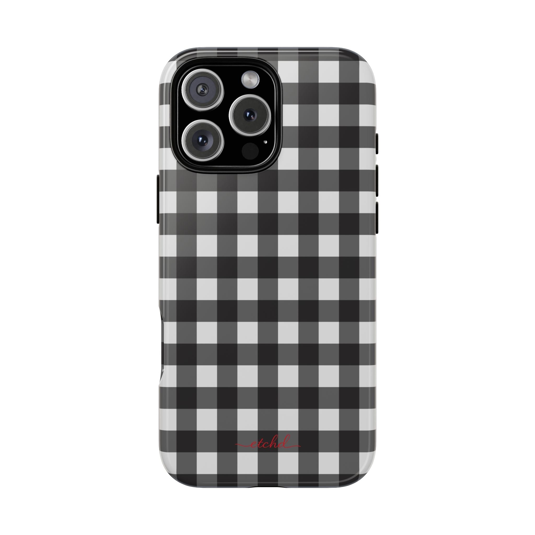 Black & White Gingham Phone Case by etchd